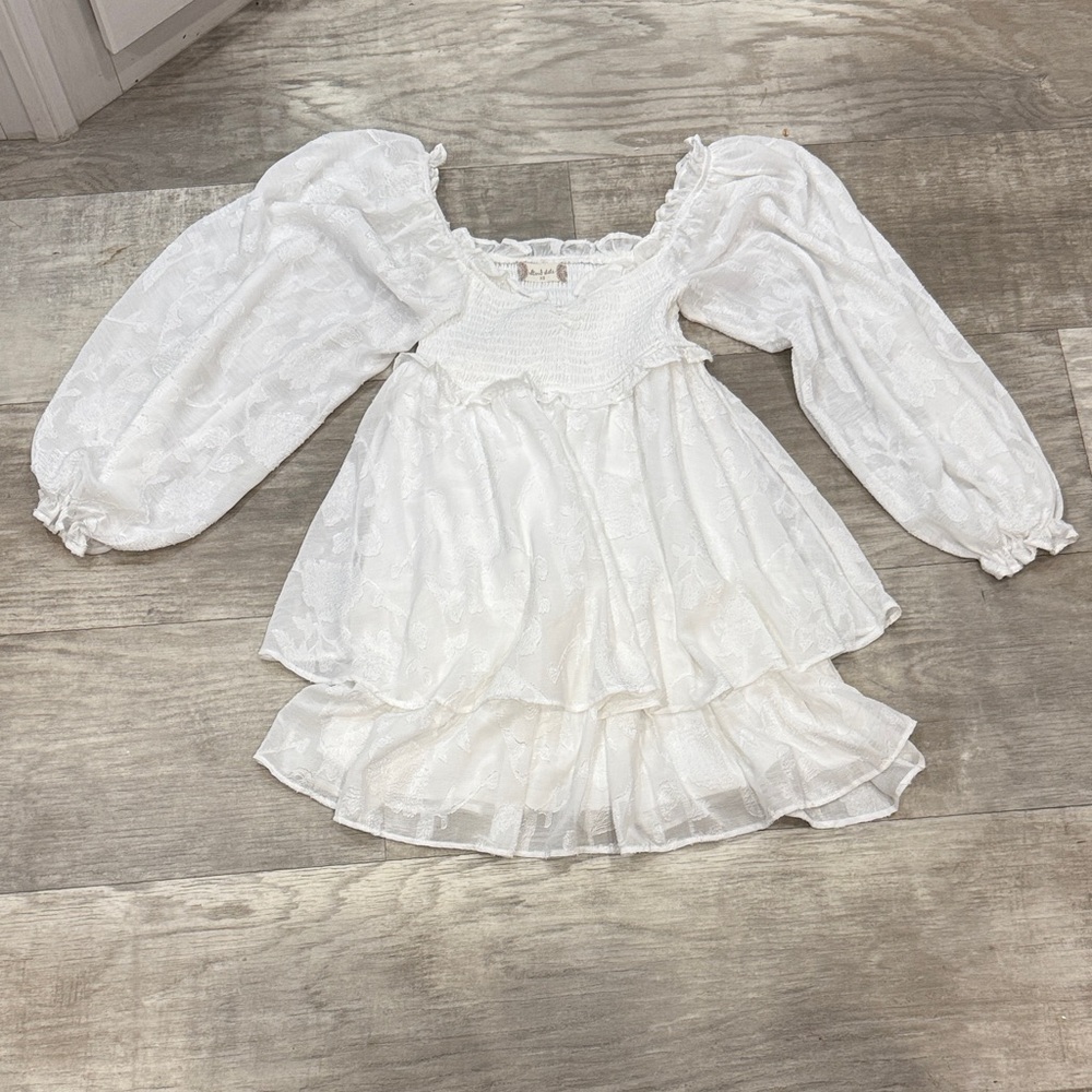 Altar'd State White Balloon Sleeve Dress